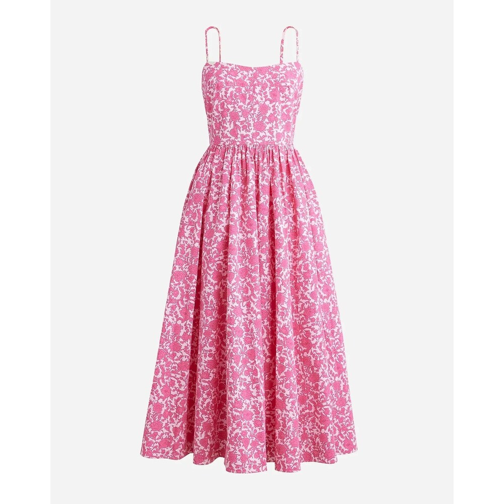 JCrew A-line cotton poplin midi dress in rosebud floral Size 4